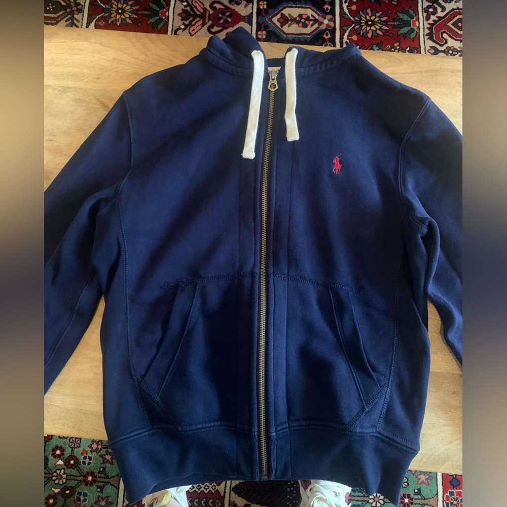 Polo Ralph Lauren Navy Men's Hoodie Red Pony Size Small